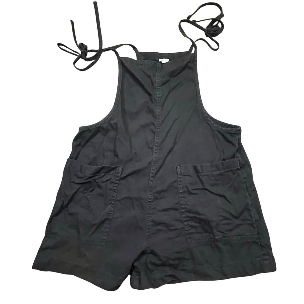 Aerie Romper Womens S/P Faded‎ Black Tie Strap Sleeveless Pockets Casual Summer